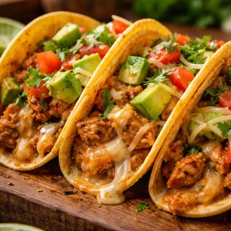 Delicious chicken and cheese tacos served with fresh toppings