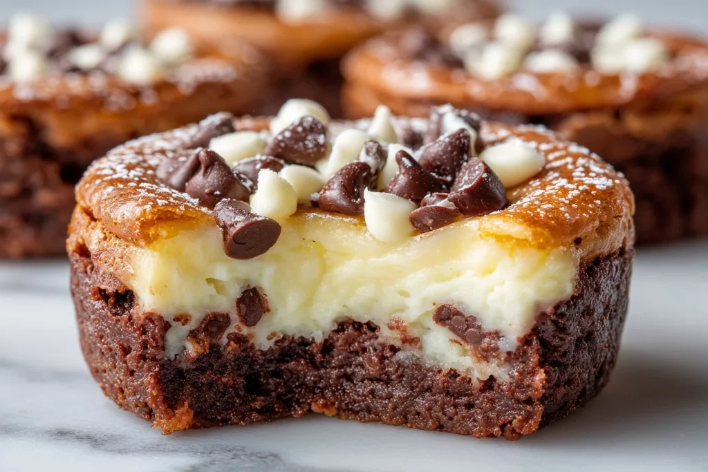 Delicious Chocolate Cheesecake Brownie Bites on a plate