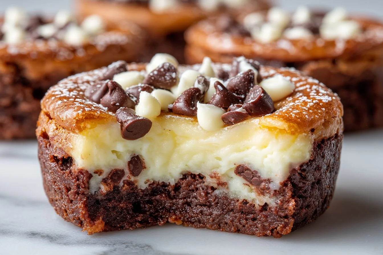 Delicious Chocolate Cheesecake Brownie Bites on a plate