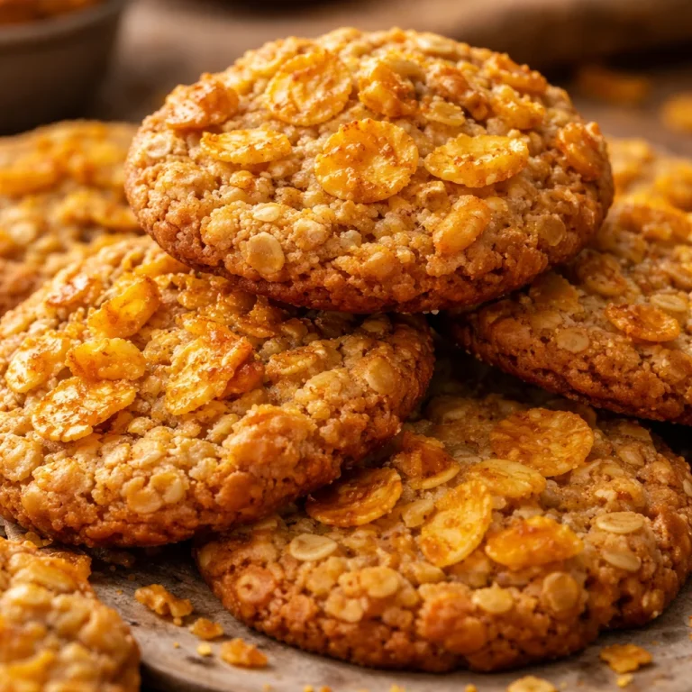 Batch of homemade Cornflake Cookies on a cooling rack