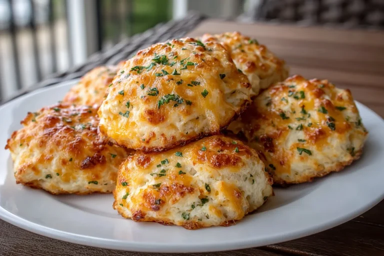 Crab stuffed cheddar bay biscuits drizzled with lemon butter