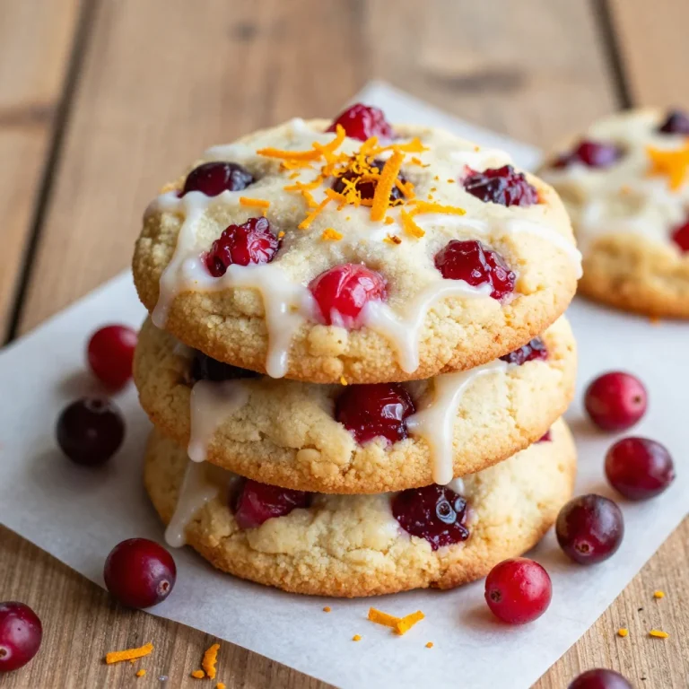 Freshly baked Cranberry Orange Cookies with cranberries and orange zest