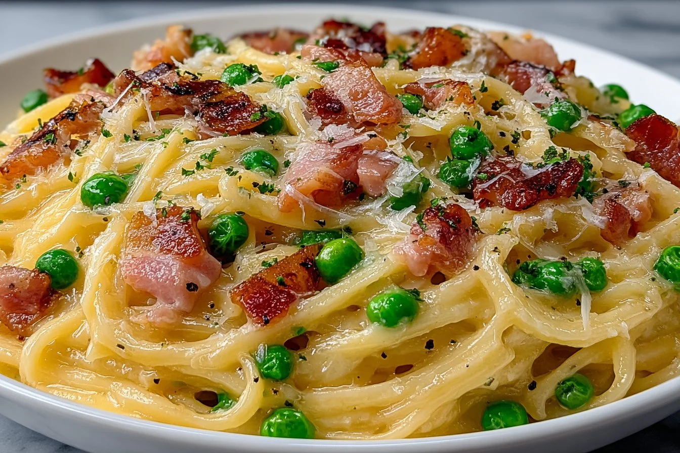 Creamy Bacon and Pea Carbonara: A Delicious Easy Recipe!