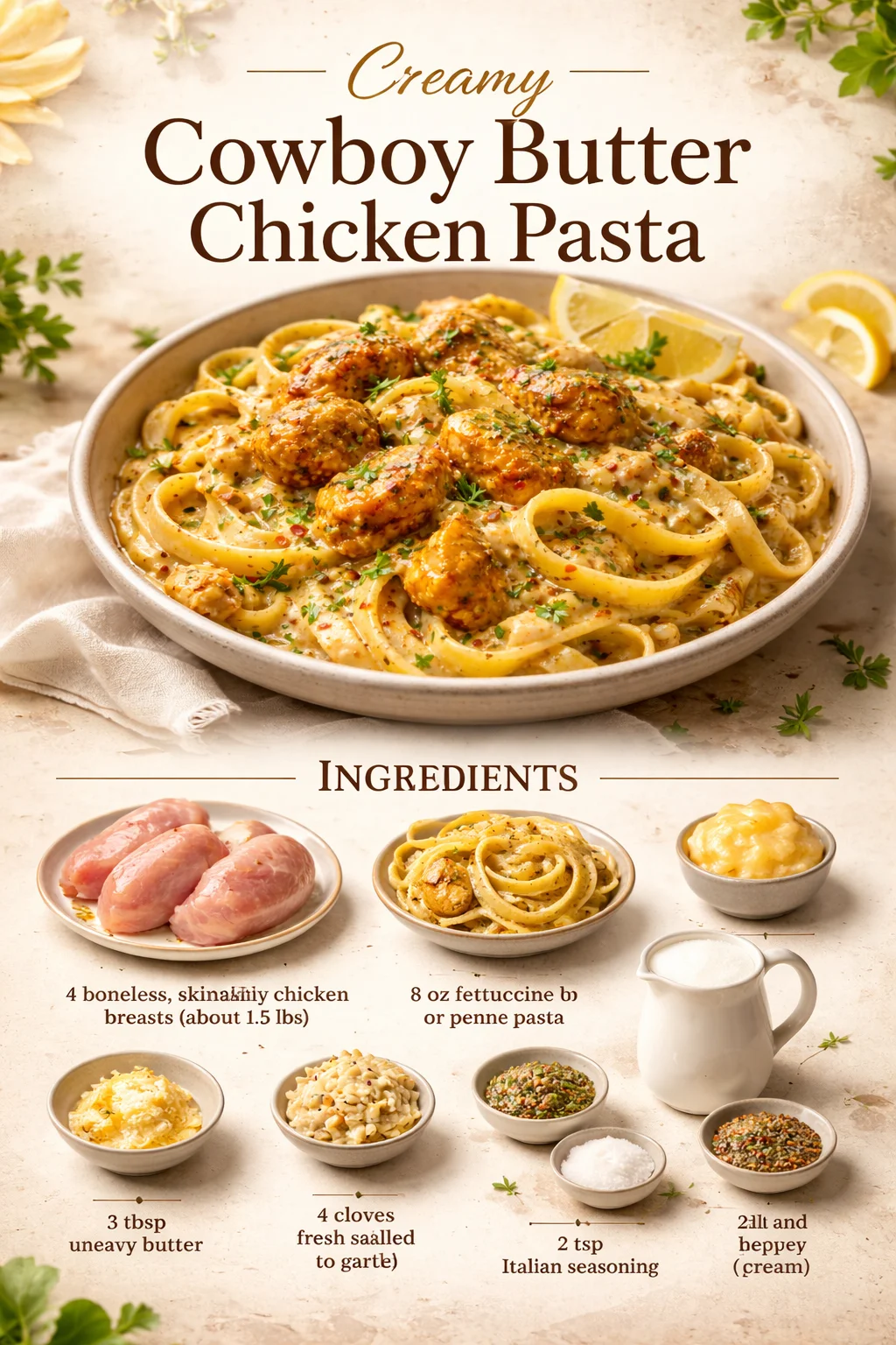 Creamy Cowboy Butter Chicken Pasta