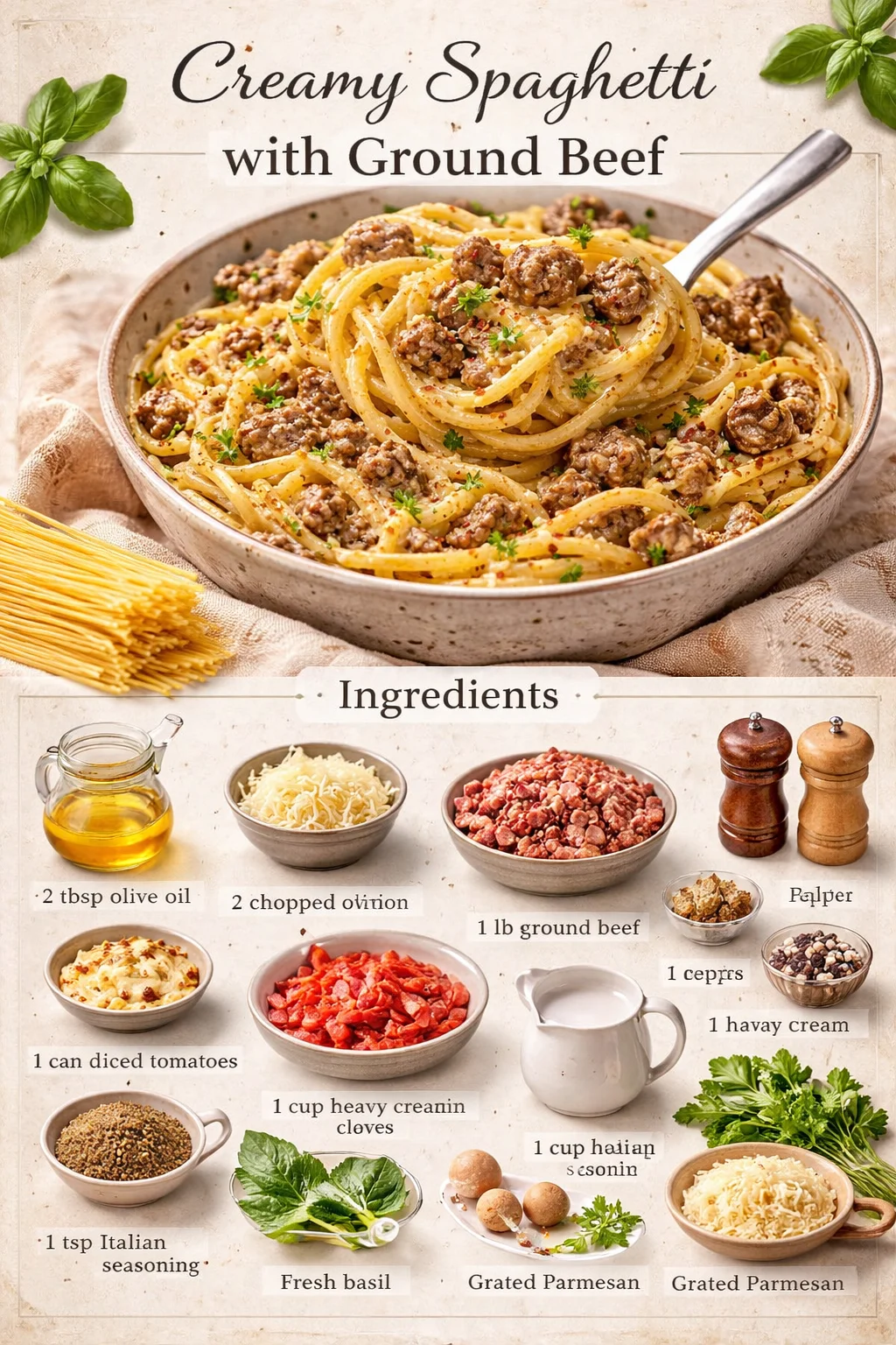 Creamy Spaghetti with Ground Beef
