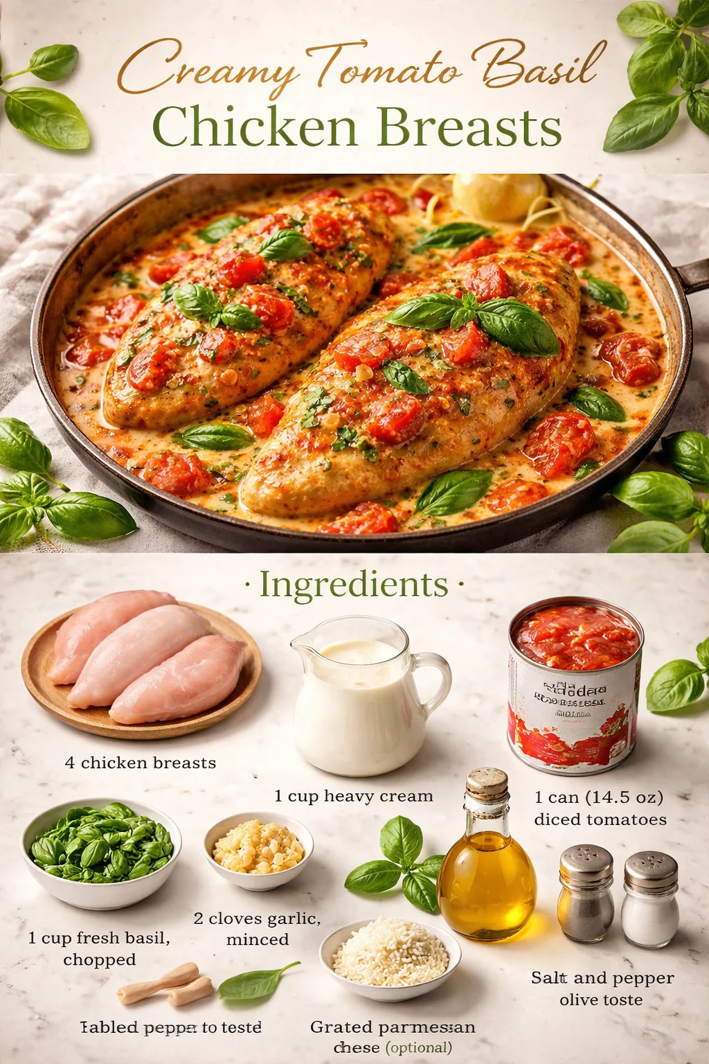 Creamy Tomato Basil Chicken Breasts