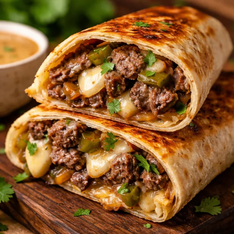 Crispy Philly Cheesesteak grilled wraps on a plate, ready to serve.