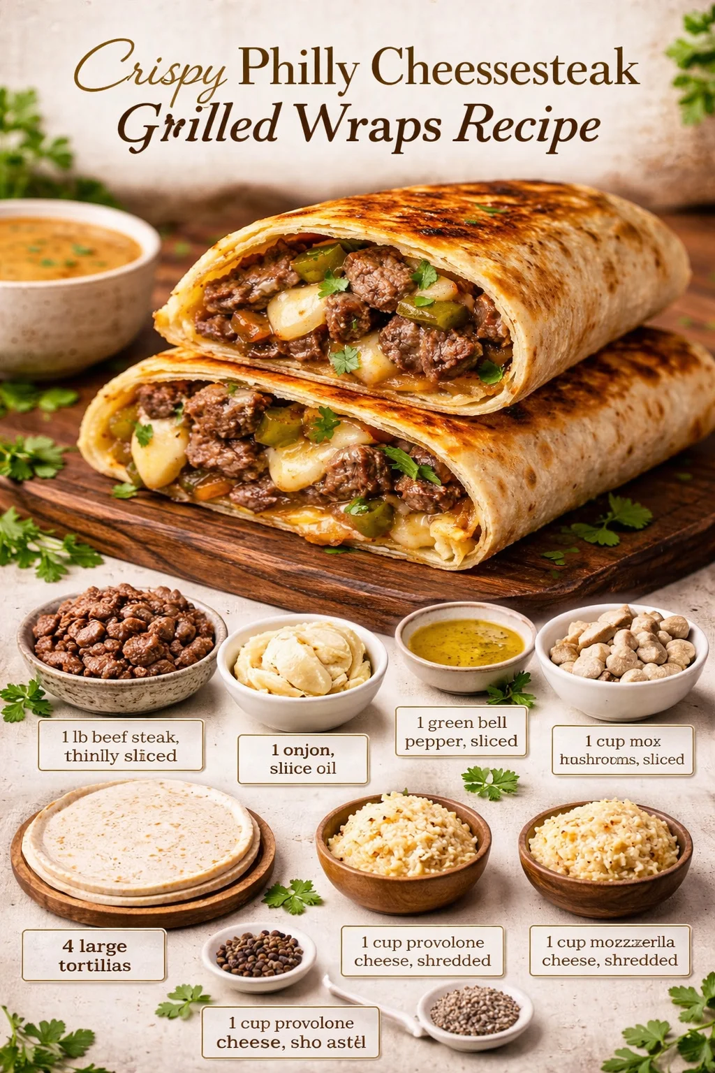 Crispy Philly Cheesesteak Grilled Wraps Recipe