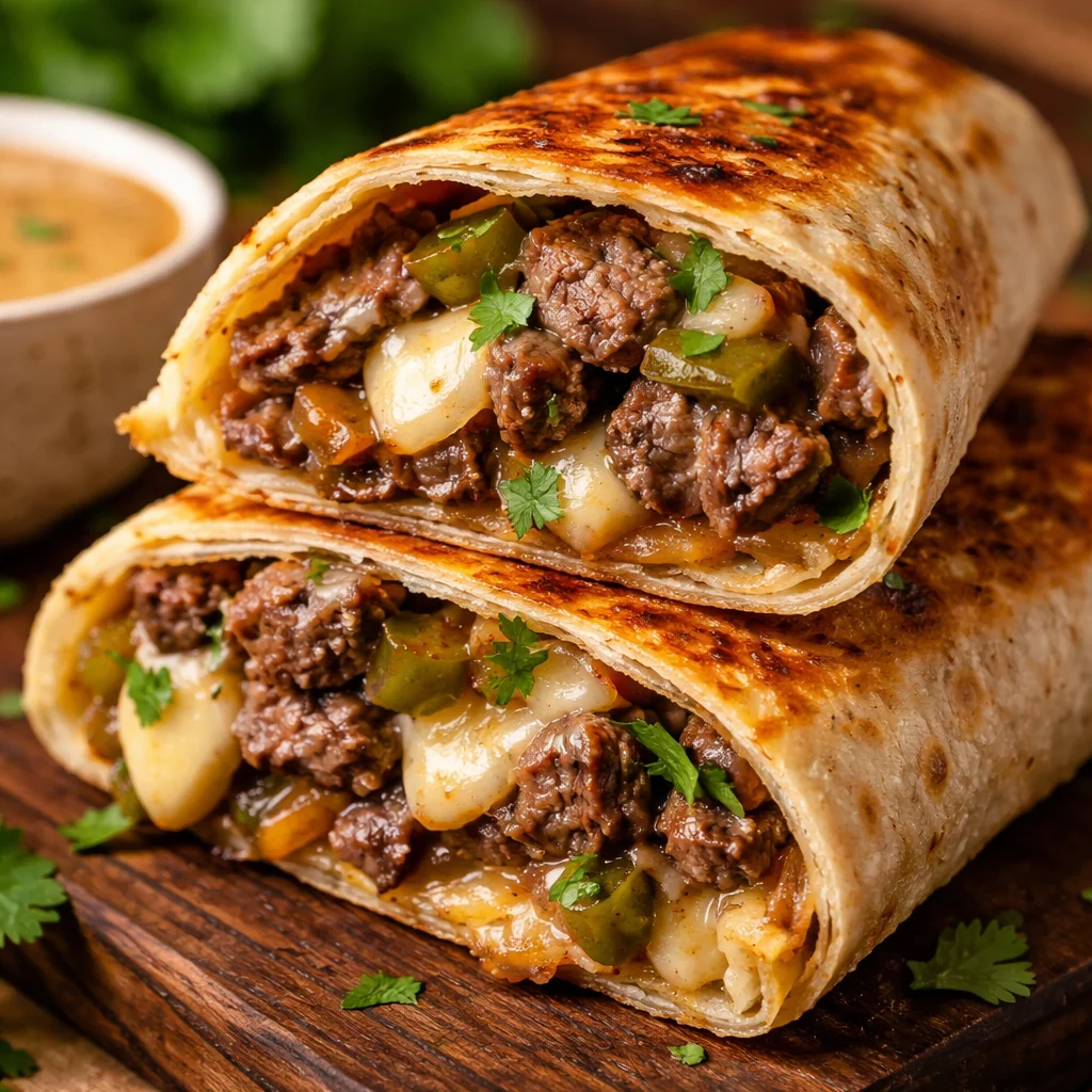 Crispy Philly Cheesesteak Grilled Wraps Recipe