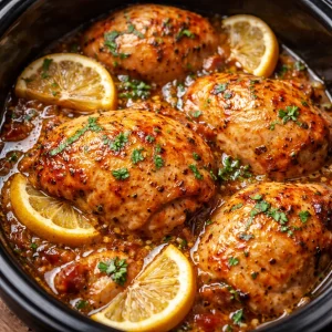 Crock Pot chicken thighs with lemon garlic butter sauce