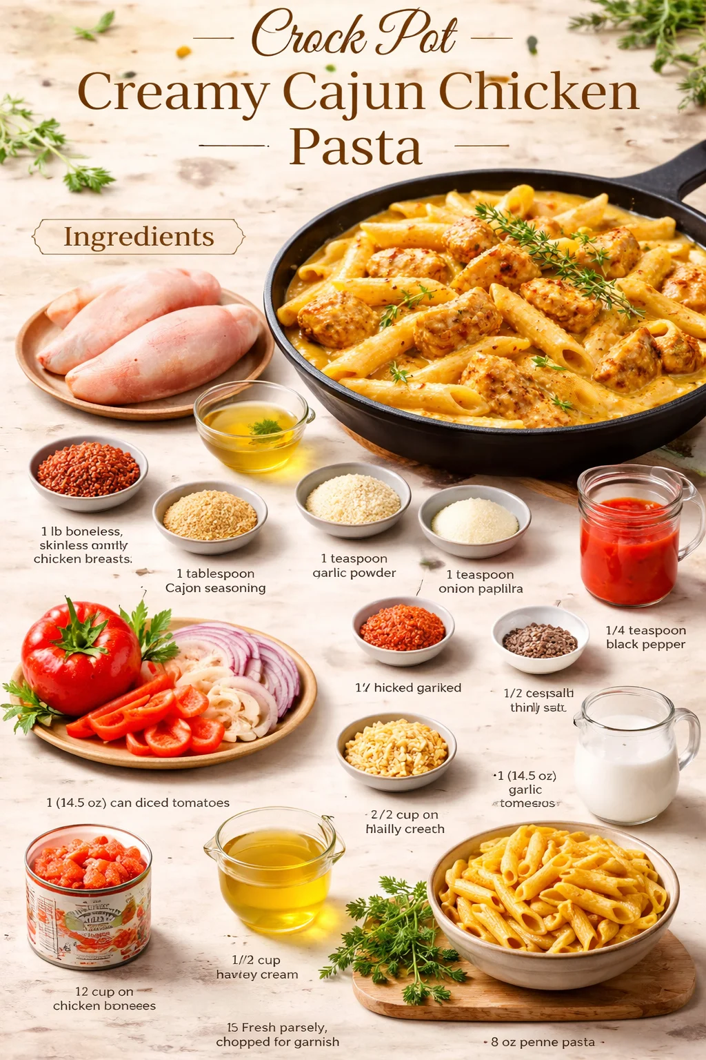 Crock Pot Creamy Cajun Chicken Pasta