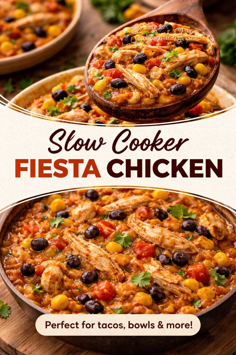Delicious Crock Pot Fiesta Chicken served in a bowl with vibrant toppings.