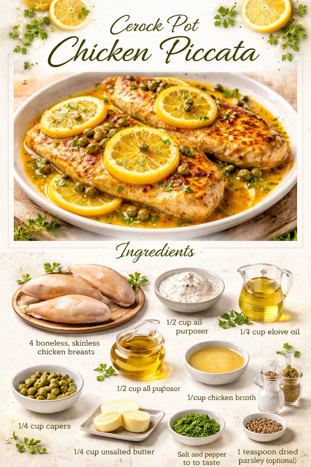 Crock Pot Lemony Chicken Piccata