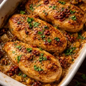 Delicious Crock Pot Marry Me Chicken served with herbs and creamy sauce