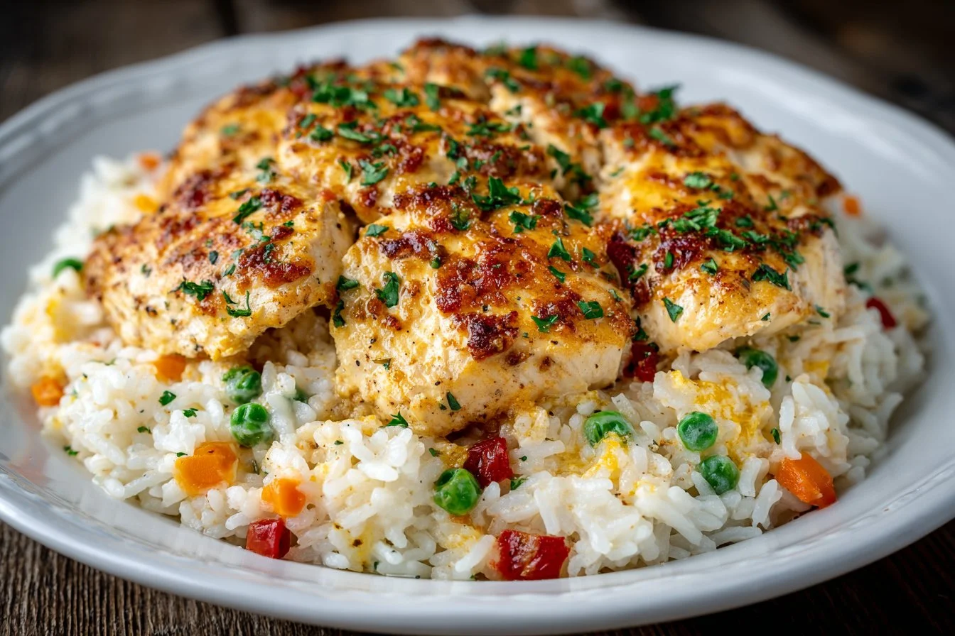 Crock Pot No Peek Chicken with Rice recipe in a slow cooker