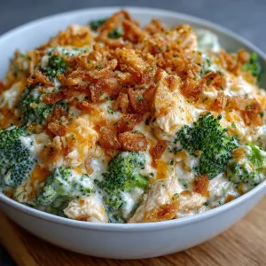 Crockpot Chicken Divan served with broccoli and cheese in a creamy sauce