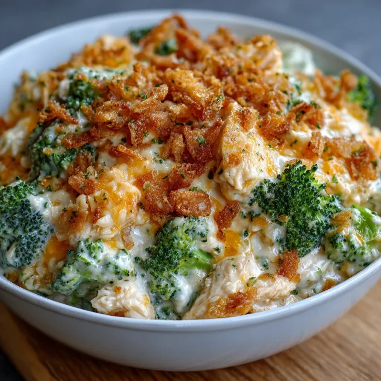 Crockpot Chicken Divan served with broccoli and cheese in a creamy sauce