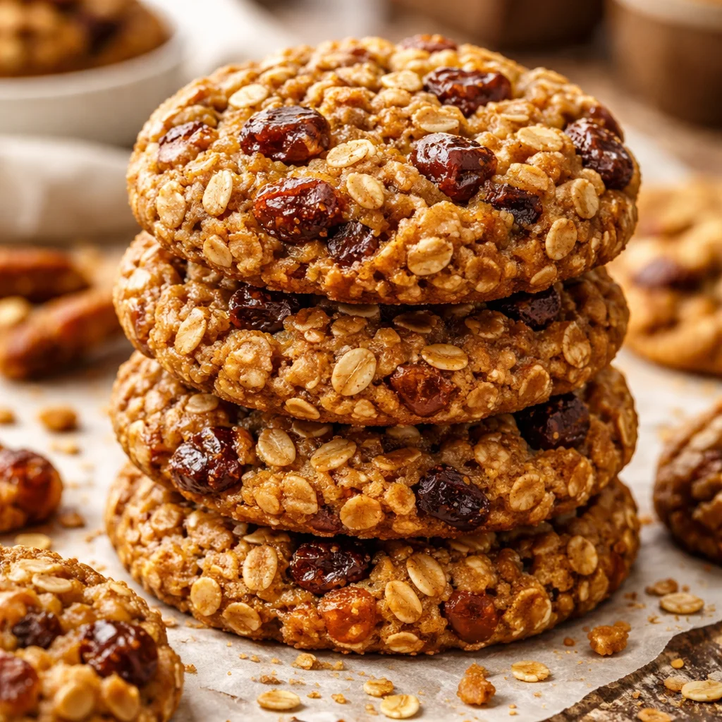 Delicious homemade date oatmeal breakfast cookies on a plate