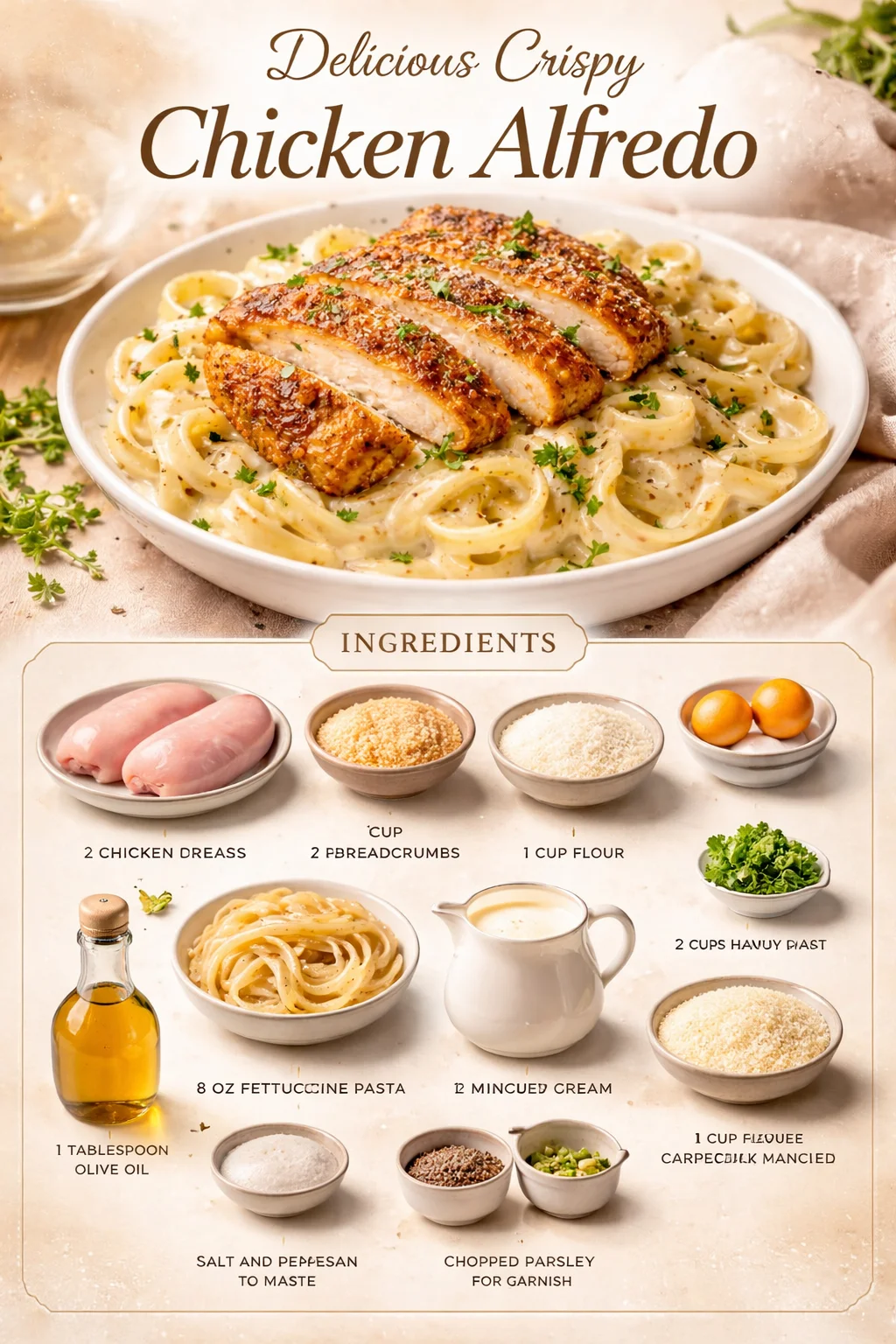 Delicious Crispy Chicken Alfredo