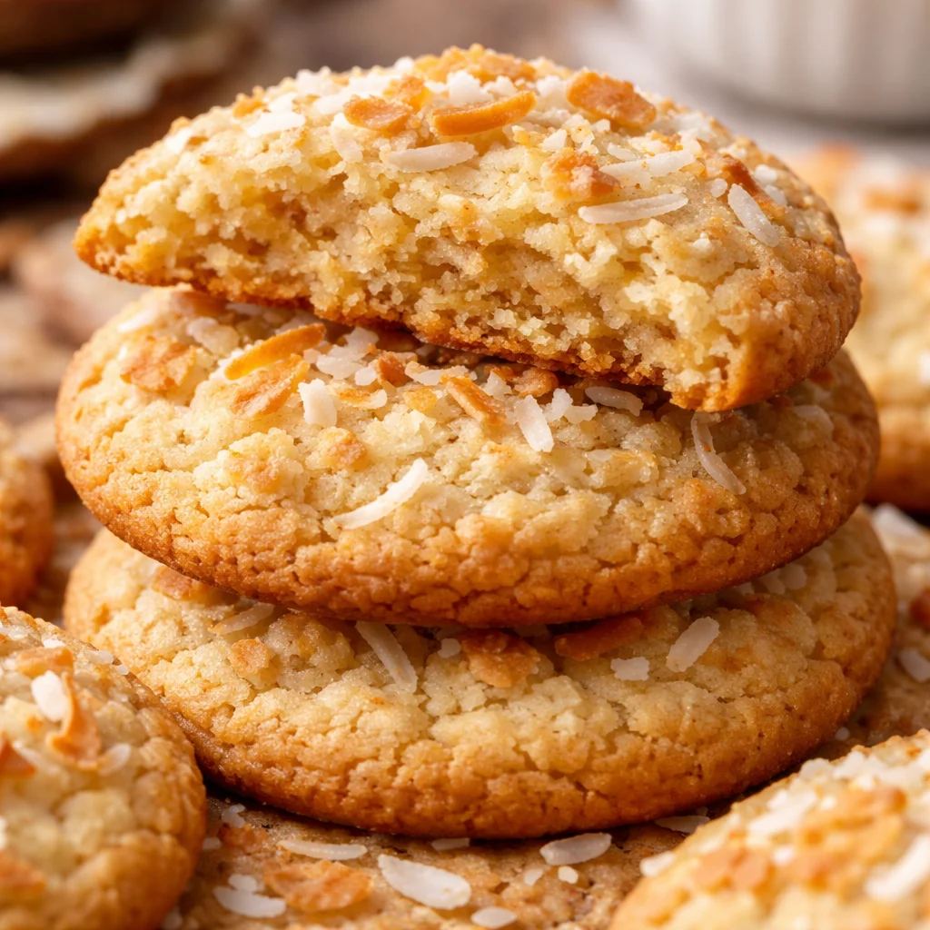 Soft and chewy coconut cookies fresh out of the oven