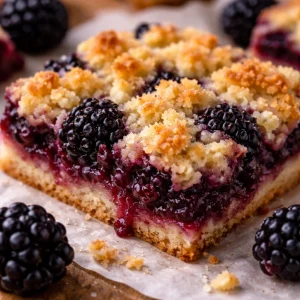 Delicious easy blackberry cobbler bars with fresh blackberries and a golden crust