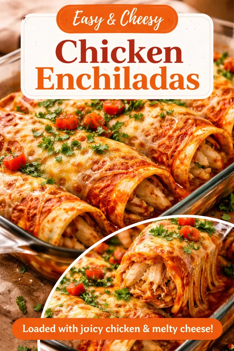 Easy chicken sour cream enchiladas topped with cheese and served on a plate