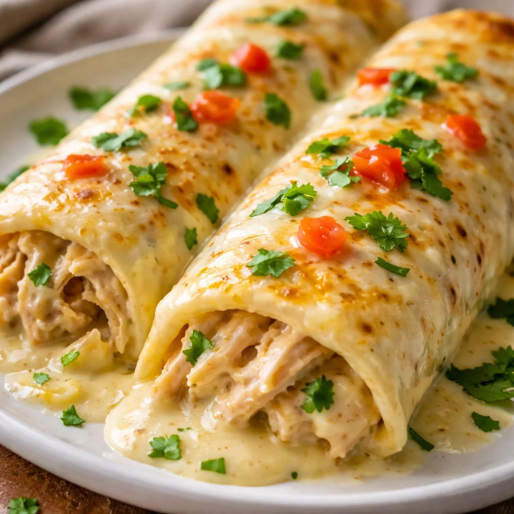 Easy Creamy White Chicken Enchiladas