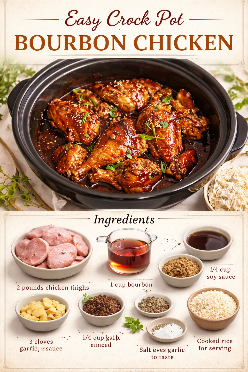 Easy Crock Pot Bourbon Chicken