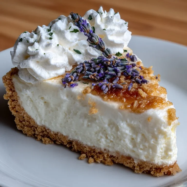 Delicious no-bake lavender cheesecake served on a dessert plate