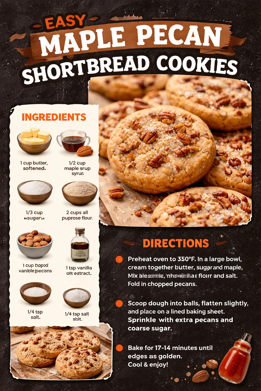 Easy Maple Pecan Shortbread Cookies