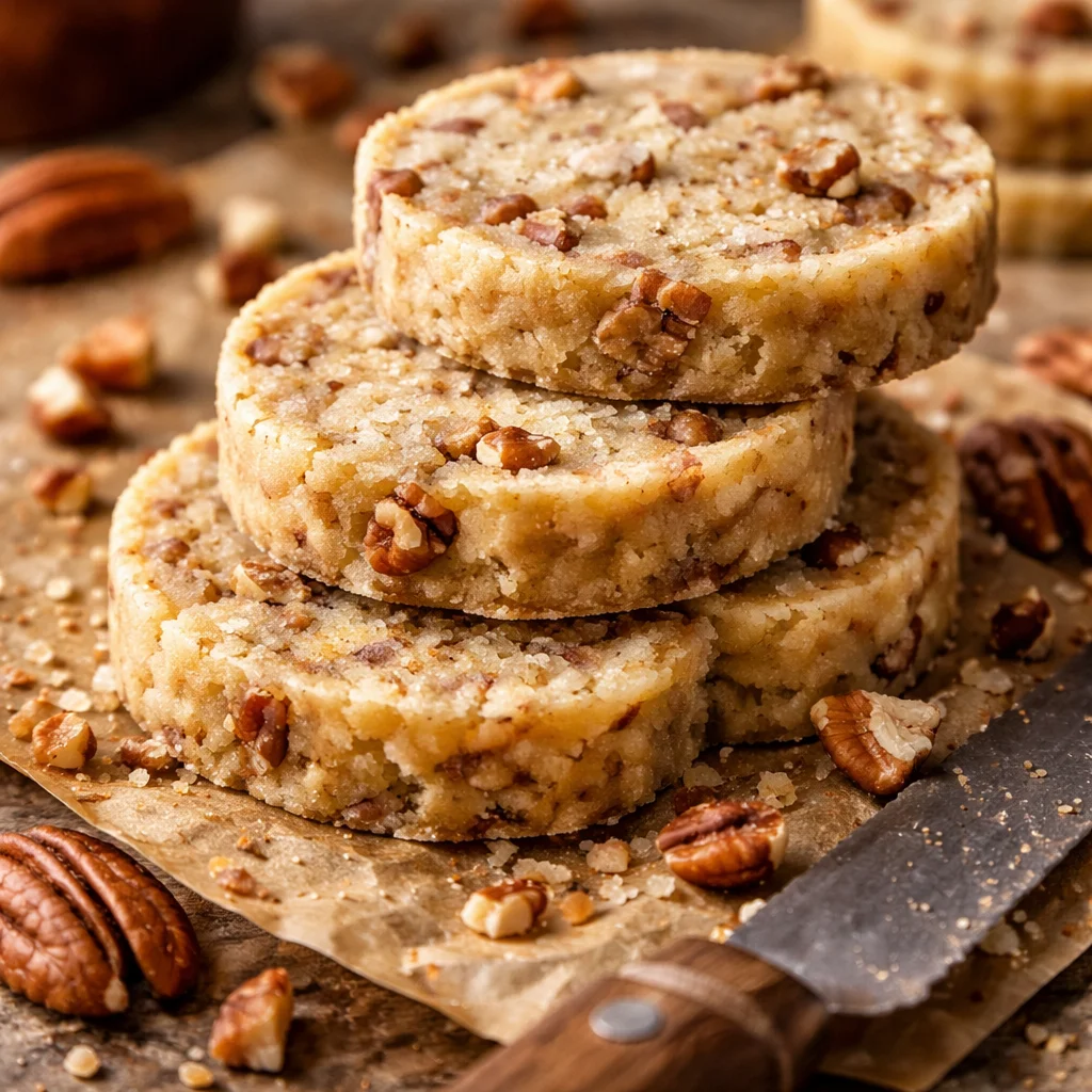 Easy Pecan Sandies Slice and Bake Shortbread Cookies
