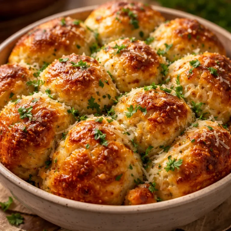 Delicious Garlic Parmesan Monkey Bread with melted cheese and garlic herbs