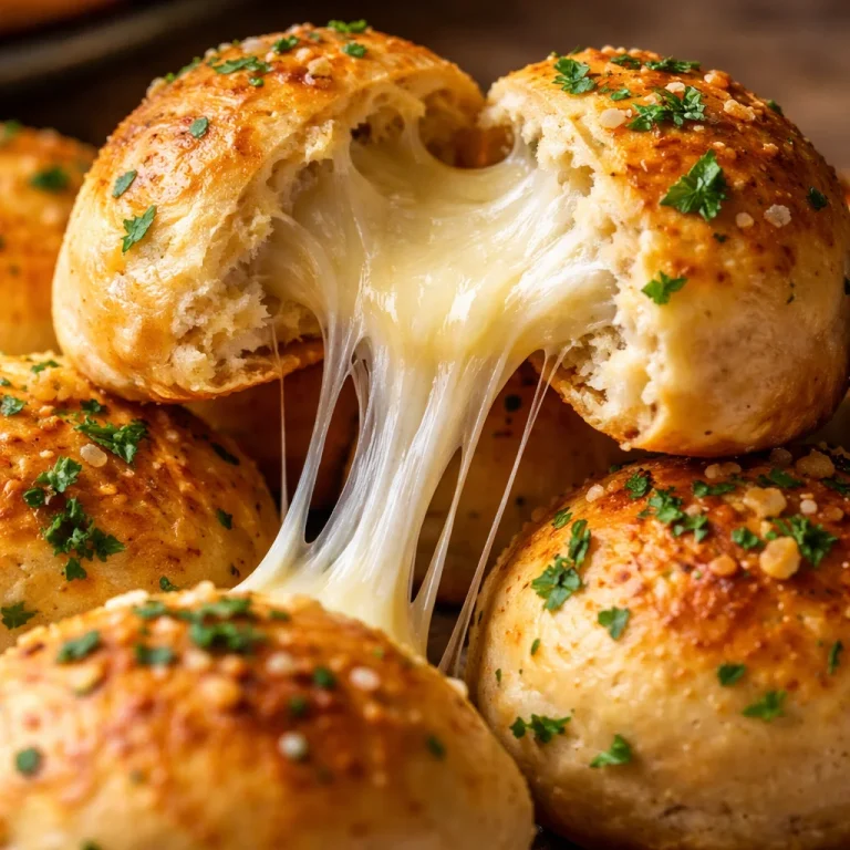 Delicious gooey mozzarella biscuit bombs freshly baked and ready to serve.