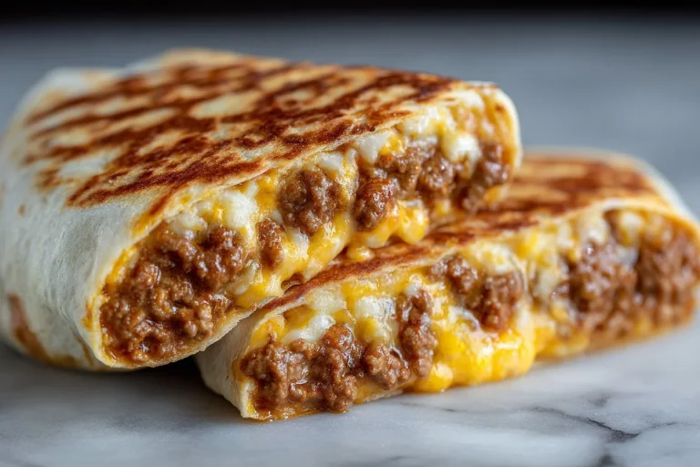 Delicious grilled cheese burrito with melted cheese and crispy tortilla