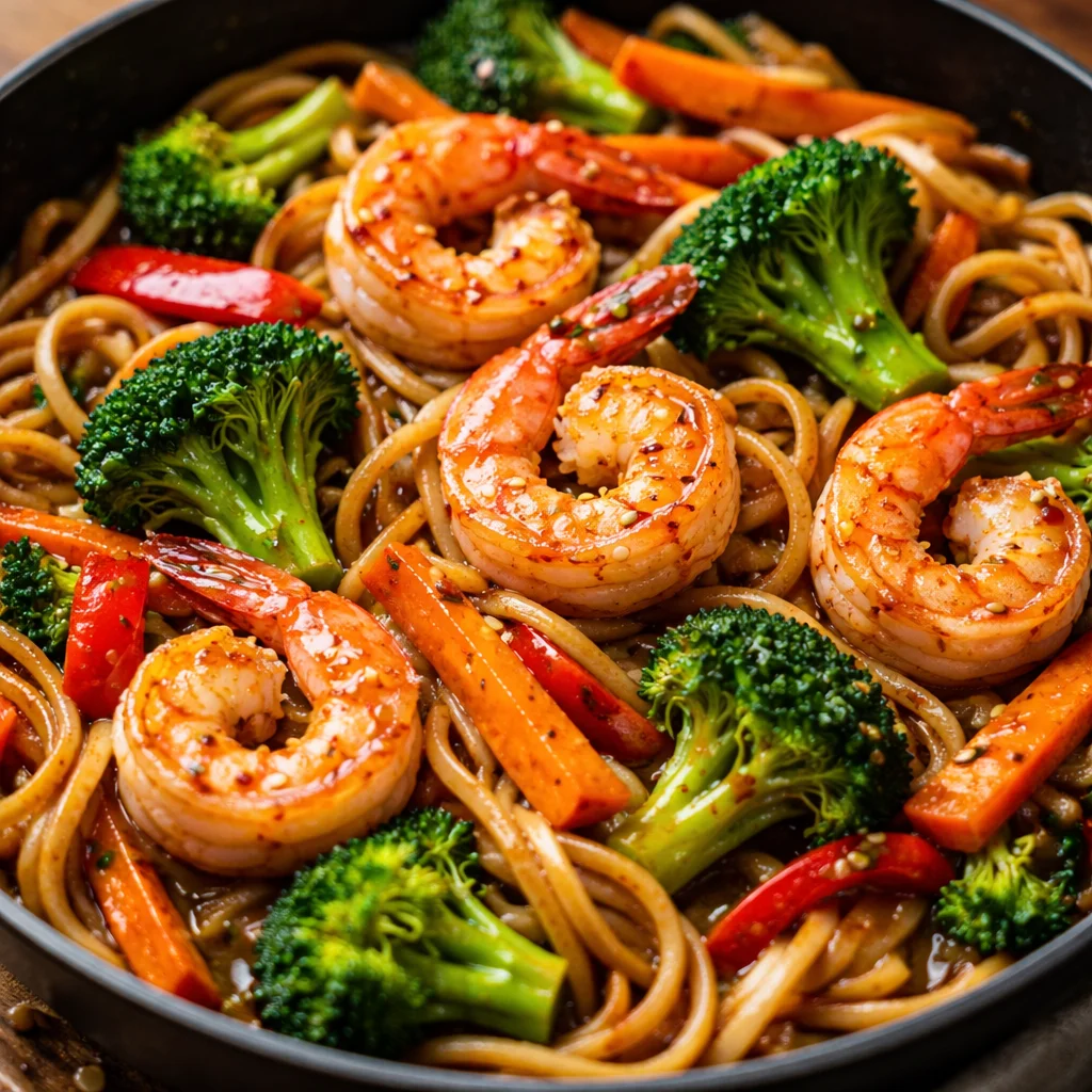 High-Protein One-Pan Shrimp Stir Fry with Noodles
