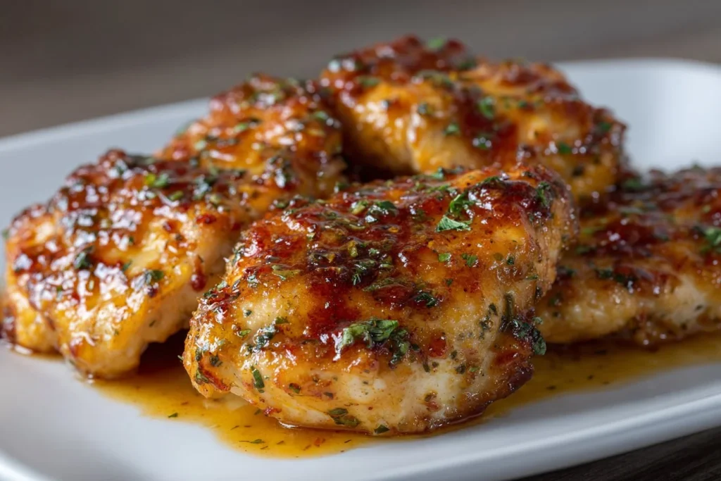 Delicious Honey Butter Chicken served with a crispy golden exterior and sweet buttery glaze.