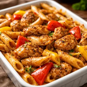 Honey Pepper Chicken Panini Pasta dish featuring vibrant colors and textures.