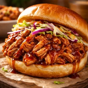 Delicious Instant Pot BBQ Chicken with rich BBQ sauce and tender meat.