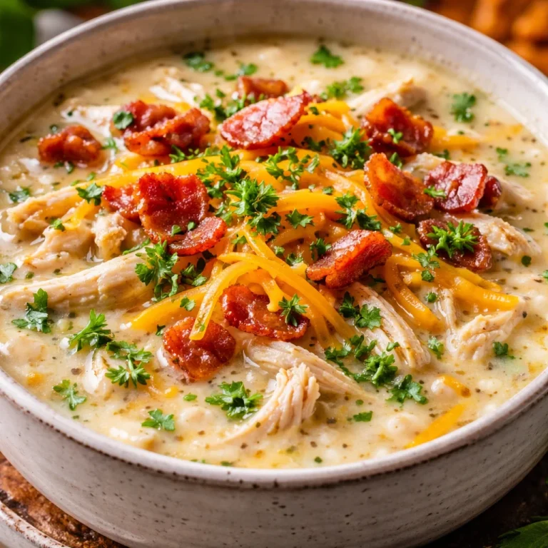 Low Carb Crack Chicken Soup in a bowl with garnishes