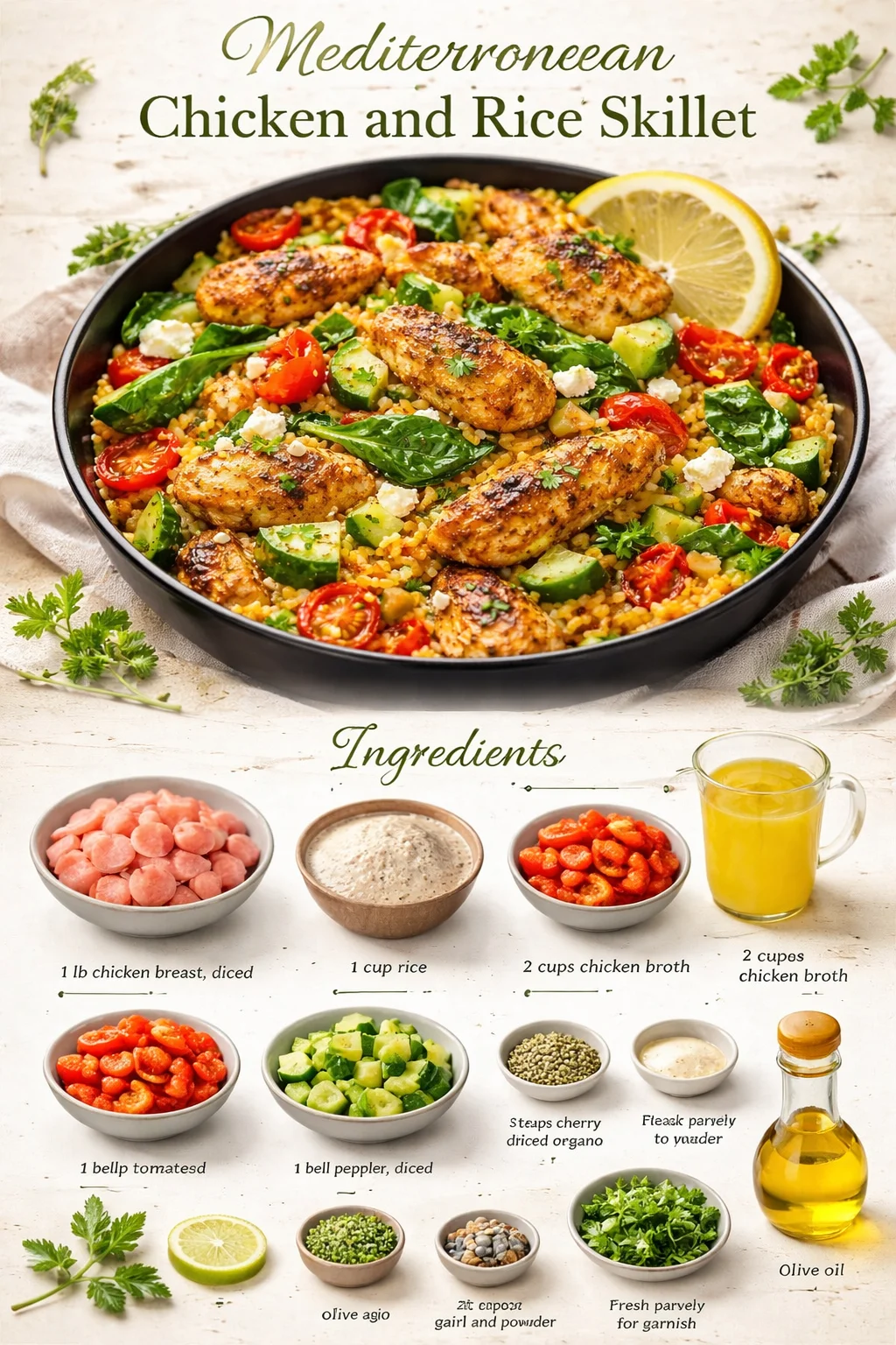 Mediterranean Chicken and Rice Skillet
