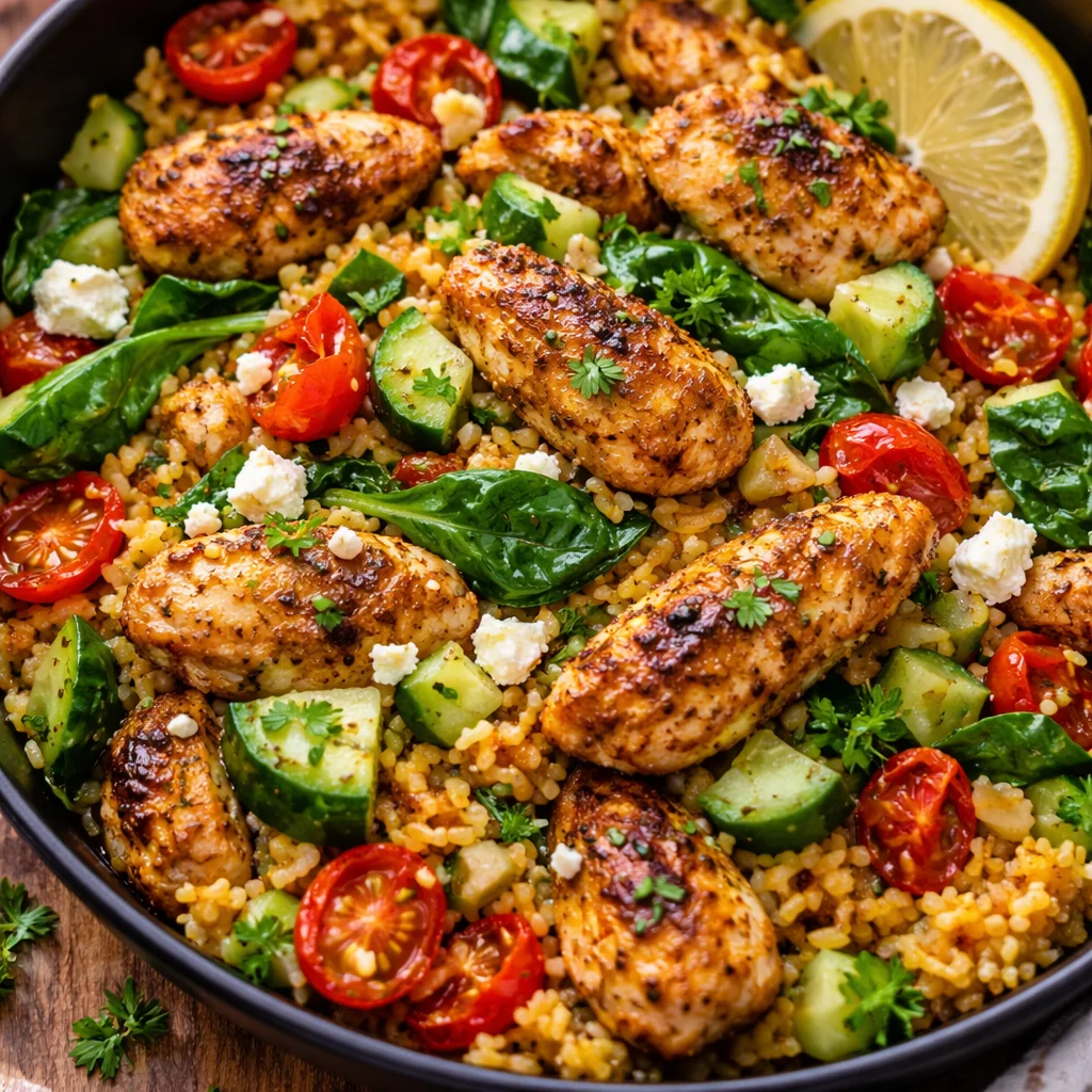 Mediterranean Chicken and Rice Skillet