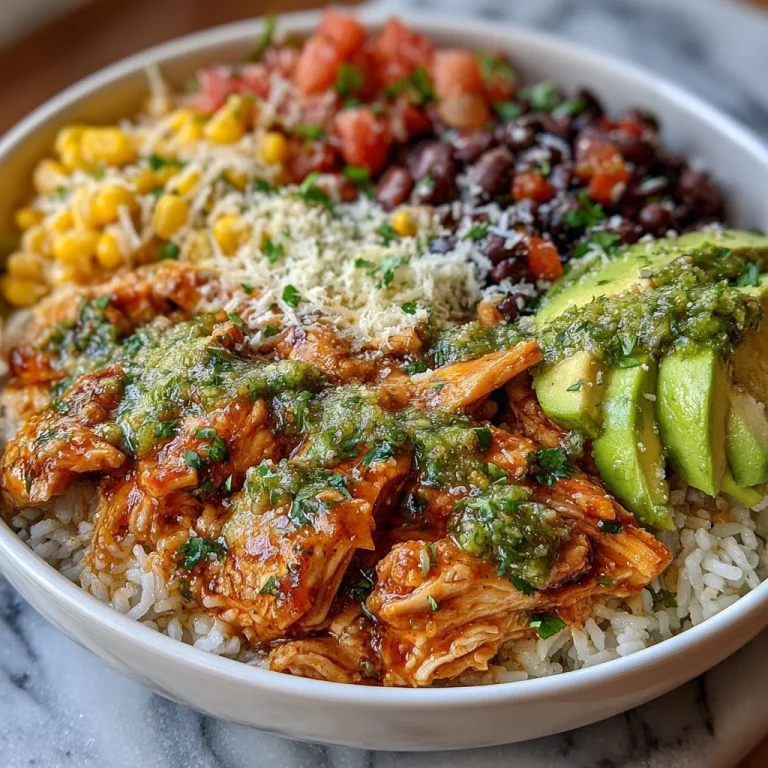 Delicious Mexican-inspired slow cooker chicken bowl garnished with fresh toppings