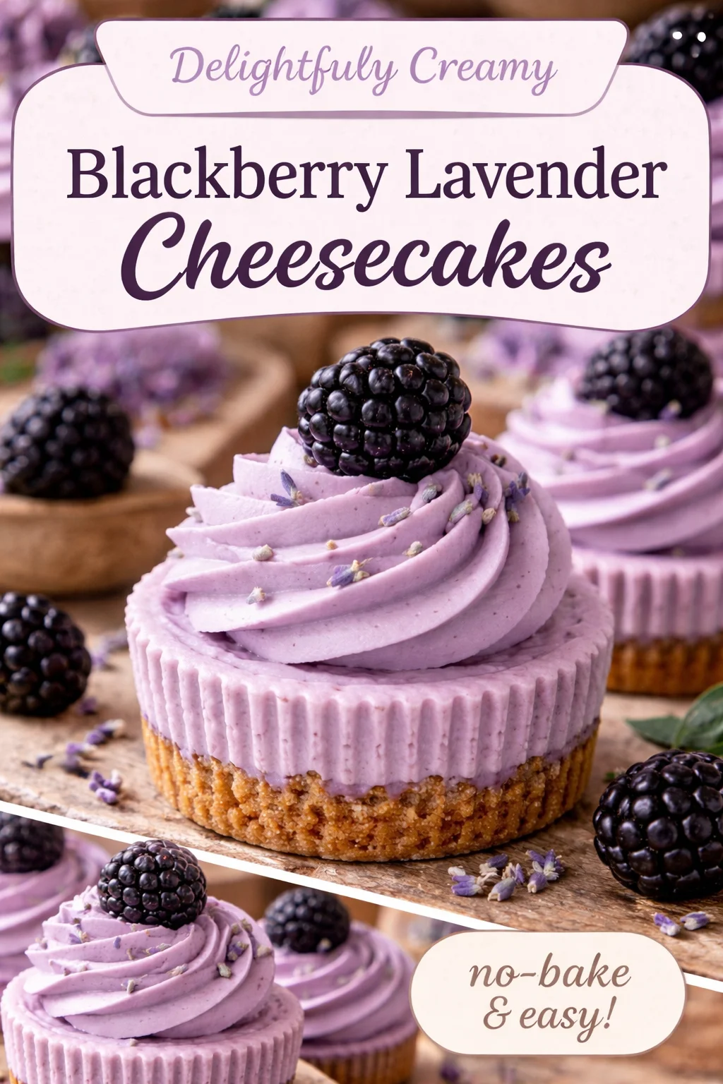 Mini Blackberry Lavender Cheesecakes