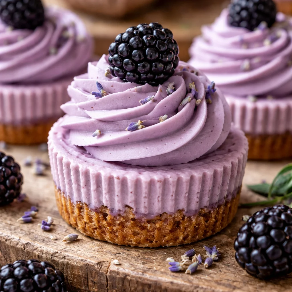 Mini Blackberry Lavender Cheesecakes
