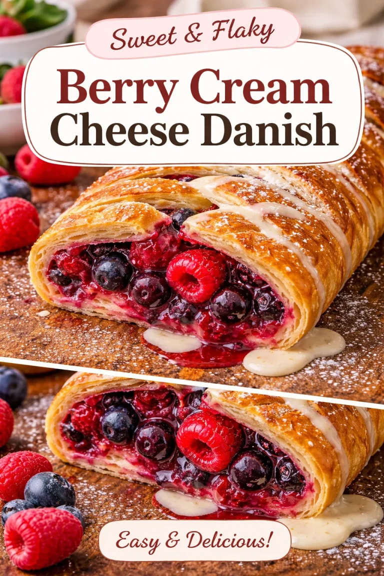 Delicious mixed berry strudel with flaky pastry and colorful fruit filling