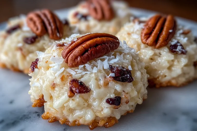 Oatmeal Coconut Dream Cookies with oats and coconut flakes on a plate