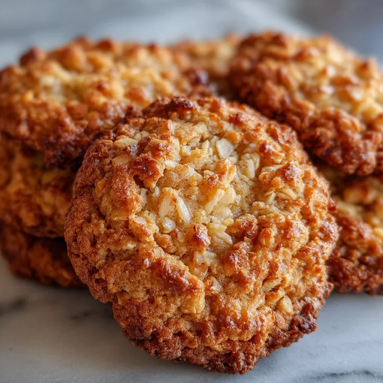 Oatmeal coconut ranger cookies on a plate with a rustic background