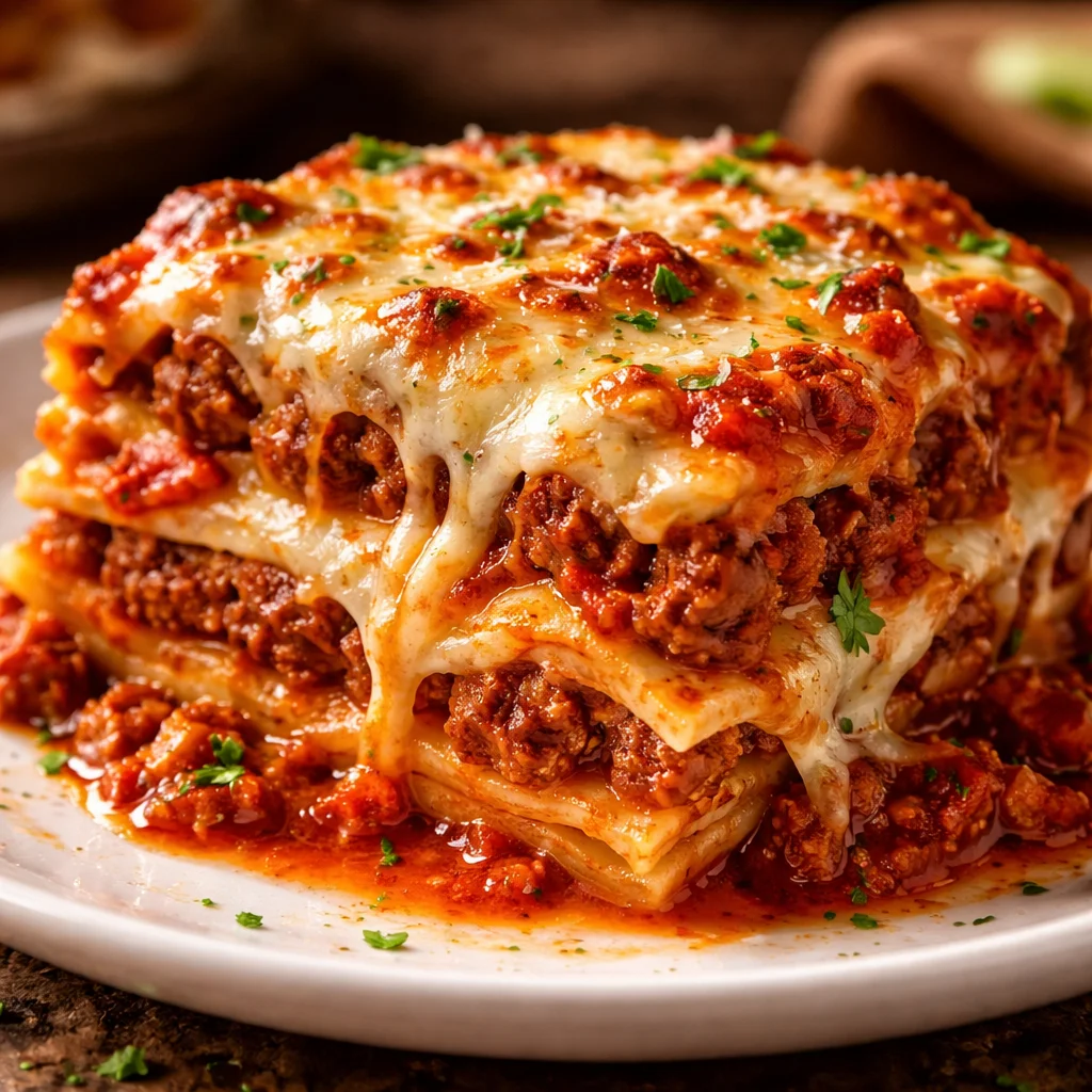 Delicious Olive Garden Lasagna with layers of pasta, cheese, and sauce