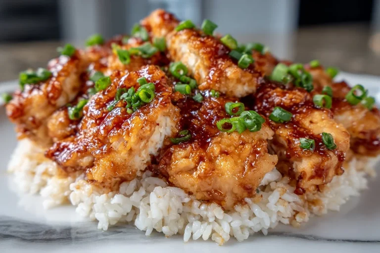 Delicious Honey BBQ Chicken served over rice in a one-pan dish.