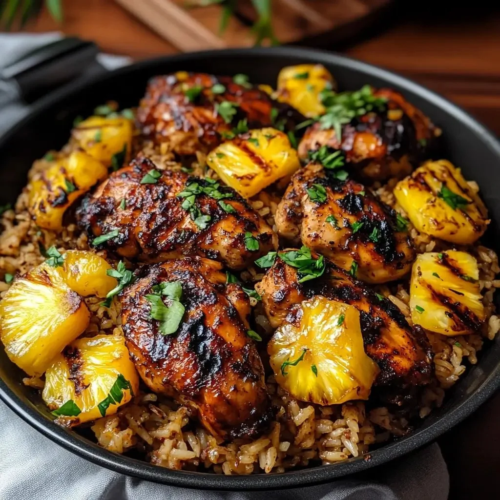 One Pan Caribbean Jerk Chicken with Pineapple-Coconut Rice Recipe